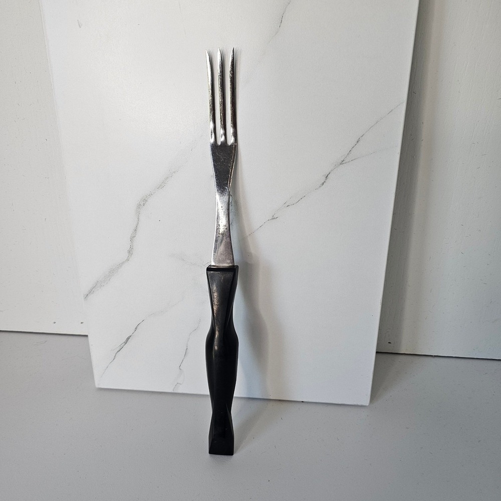 Cutco 1725 Three-Tine Serving Fork Black Handle Made in USA 1989 Vintage‎